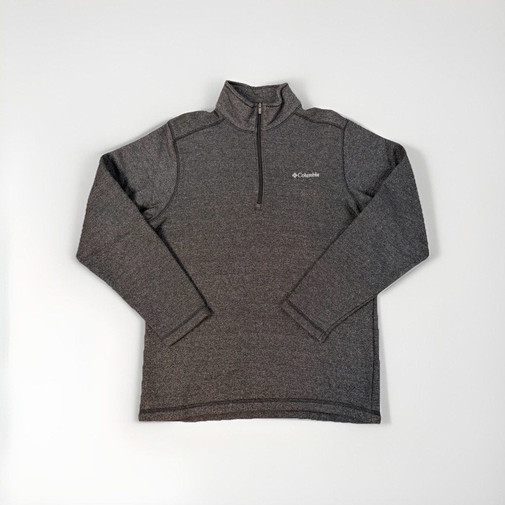 Columbia Fleece Men's Small Heather Black 1/4 Zip Pullover Outdoor Sweater